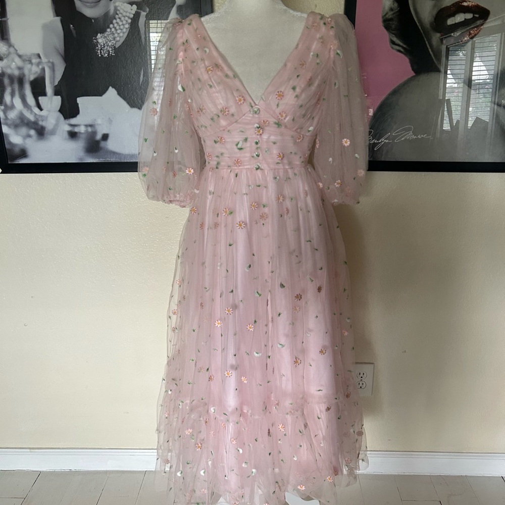 Elegant Pink Floral Dress